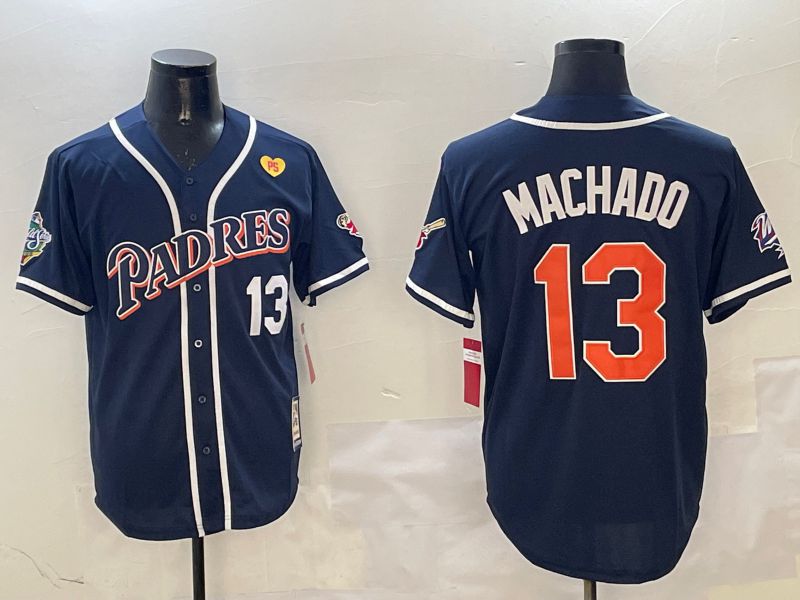 Men San Diego Padres #13 Machado Blue Throwback Game 2025 Nike MLB Jersey style 3124